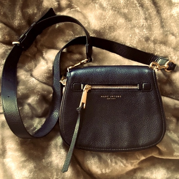 Marc Jacobs Saddle Recruit Large Crossbody Handbag In Black pebbled Leather - Picture 1 of 12